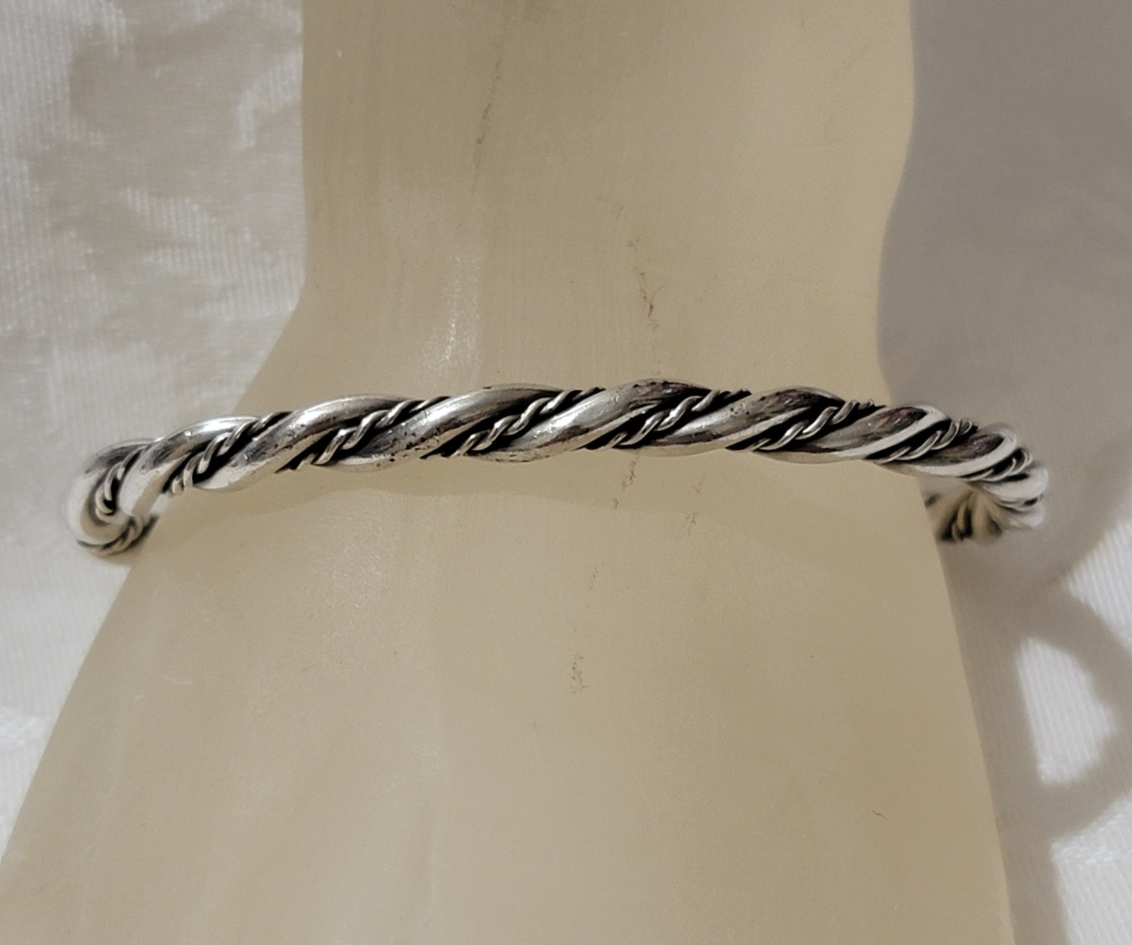 SOLID STERLING SILVER LARGE & SMALL TWISTED SILVE… - image 1