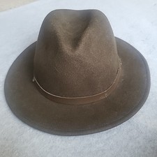 Scala Dorfman Fedora Hat Mens Large Brown 100 Wool Felt Leather Band Classic