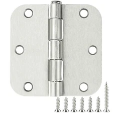 100 Pack Interior Door Hinges Brushed Nickel 3.5 inch x 3 1/2" 5/8" Round Res...