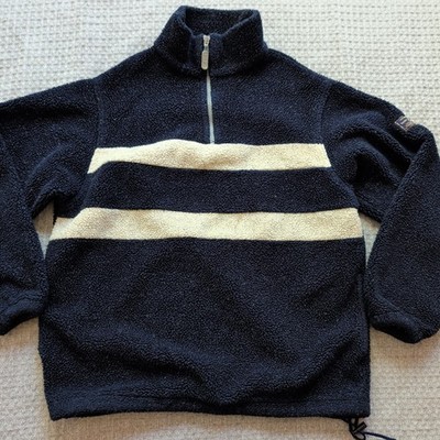 Vintage Gant Jacket Mens Small Blue Striped Fleece Quarter Zip Navigator 90s