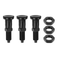 3pcs Push Fit Ball Nose Spring Plunger M16x1.5 Thread 8mm Pin Self Locking Black