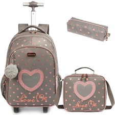 Egchescebo School Bags Kids Rolling Backpack for Girls Kids Luggage Suitcase ...