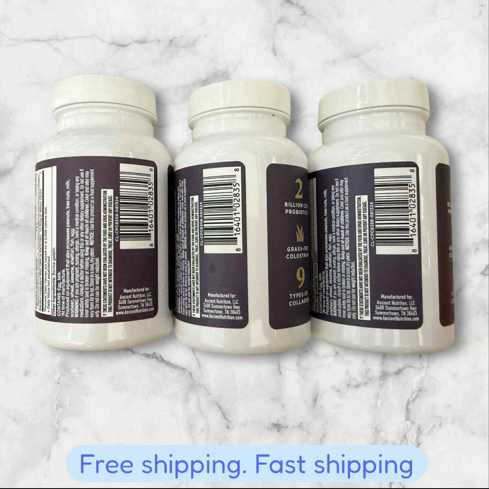 FOR 3 Ancient Nutrition Colostrum + Collagen 75 Capsules EXP2026+ NEW SHIP