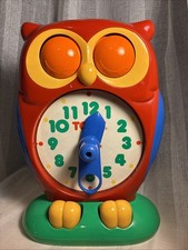 VTG TOMY Owl Teaching Clock 1990 Learning Time Educational Toy Analog Digital