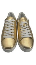 Versace Gold Laminated Nappa Medusa Sneakers Low Top Size 39 – Made in Italy NIB