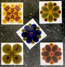 5 Superb Alan Wallwork MCM Vintage Tiles Mid-Century Modern Ceramics Retro