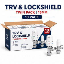 10 Pack TRV & Lockshield Valve Set 15mm Thermostatic Radiator Valves UK