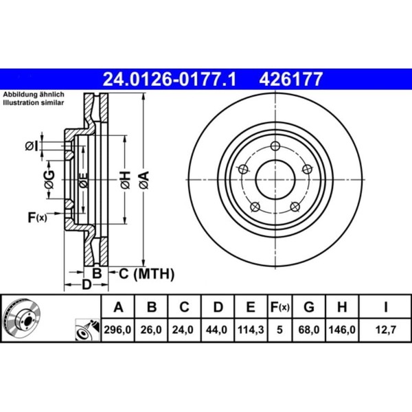 Bremsscheibe Ate 24.0126-0177.1 (2 Stk.)-image