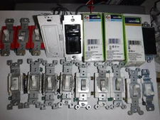 LOT OF 18 110V ELECTRICAL SWITCHES, MOTION SENSOR/DIMMER AND ON OFF ETC.