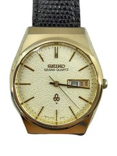 SEIKO Grand Quartz Quartz Watch Analog Leather GLD BLK 4843 8100