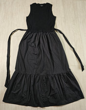 Isaac Mizrahi Womens Black Maxi Dress- Ruffled Bottom- Belted- Sleeveless- Sz L