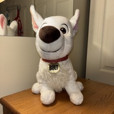 Walt Disney Store Pixar SOFT LARGE BOLT THE WHITE DOG 13" Plush Stuffed Animal
