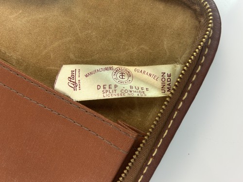 Estuche organizador vintage Lifton cuero profundo pulido cuero de vaca dividido cartera EE. UU. - Imagen 4 de 6