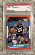 1986 FLEER BASKETBALL #20 TERRY CUMMINGS PSA 9 MINT CENTERED FRONT AND BACK ~~