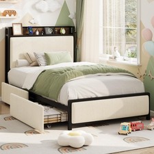 Twin Size Bed Frame with Storage Headboard Twin Platform Bedframe with Drawers
