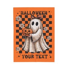 Personalized Halloween Blanket   Cute Ghost  Pumpkin Design, Cozy Fall Gift