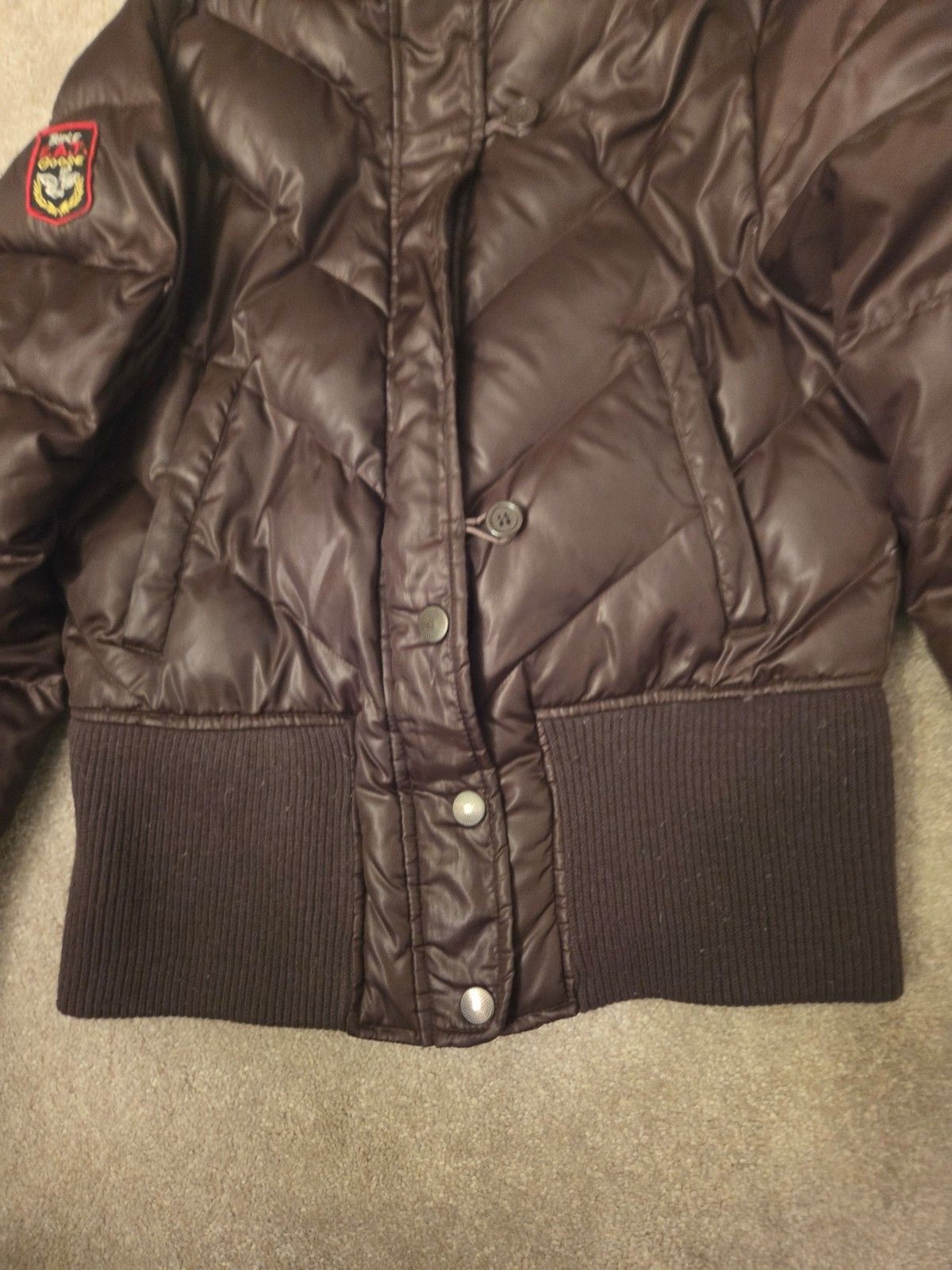 Triple F.A.T. Goose Vintage Brown Goose-Down Puffer Bomber Jacket Women's L image 3