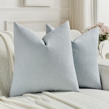 Chenille Decorative Throw Pillow Covers 18x18 18" x 18" Pack of 2 Dusty Blue