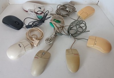 of 7 Mice PS/2 Ball Mouse Microsoft Computer PC Logitech Compaq ET AL Vintage 