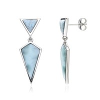 Cavill Larimar Ohrringe Damen 8,5Ct Rhodiniert 925 Silber Dreieckig Hellblau