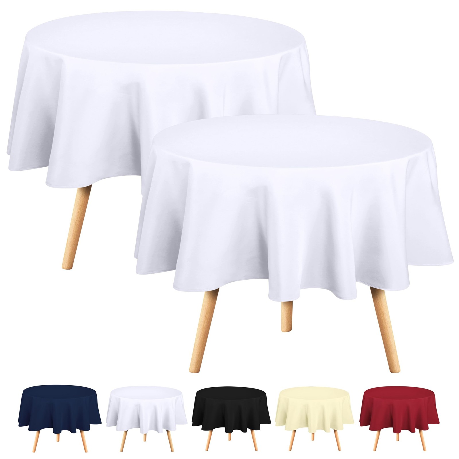 Utopia Kitchen 2 Pack Round Table Cloth [90 Inches, White] S