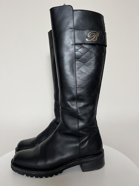 Women Blumarine Boots Black Leather 38