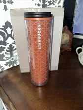 Starbucks Coffee Twist Lid Tumbler Cup Orange Geometric 16 OZ 2018 See Details