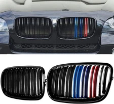 Gloss Black Front Kidney Grille Fit BMW X5 E70 2007-2014 X6 E71 ABS Double Slats