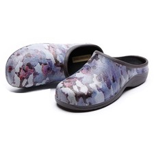 Womens Outdoor Garden Clogs Shoes Waterproof Blue Camo Design Wide Lightweight