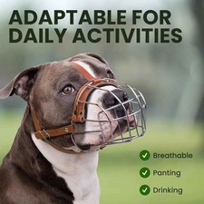 Metal Basket Dog Muzzle Breathable, Leather Straps