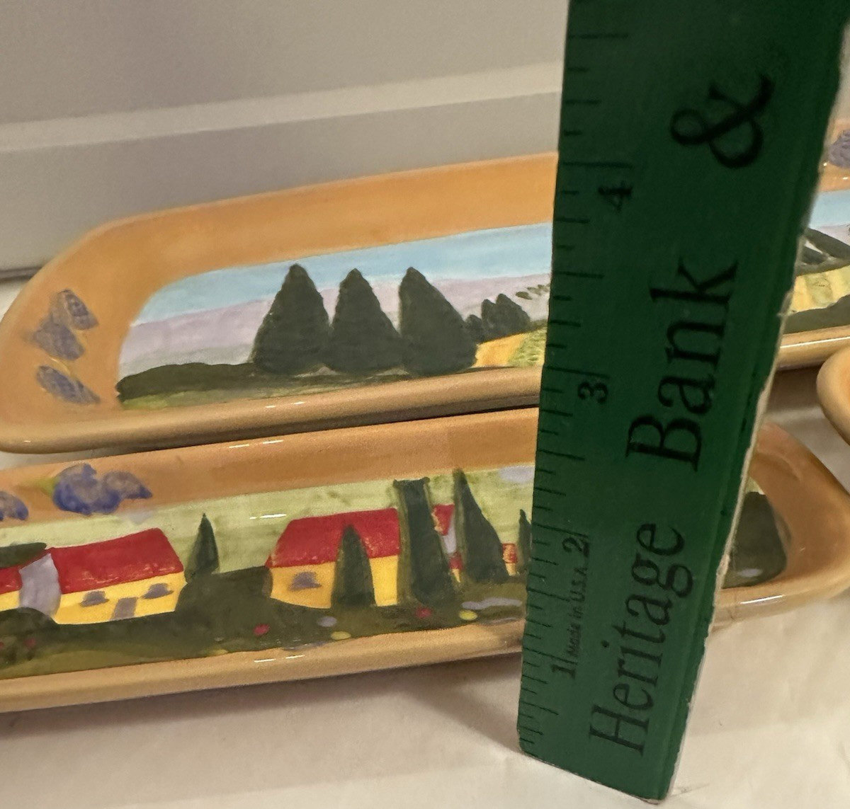 Bella Casa Wine Country by Ganz Serving  3 Trays Country Vineyard Scene Read