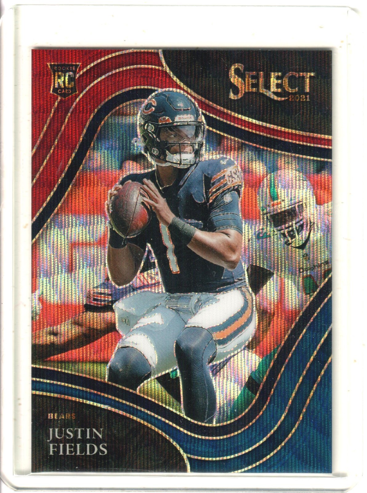 2021 Panini Select Justin Fields Field Level Tri Color Prizm Rookie /75 RC