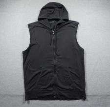 John Varvatos Sweatshirt Mens XLarge Black Hoodie Full Zip Sleeveless Cotton
