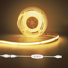 LED Strip Lights 6Ft, Warm White COB LED Light Strip USB Powered, Dimmable 2700K