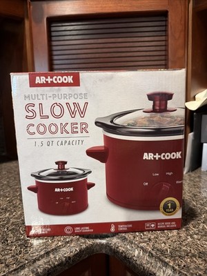 NEW AR+COOK Multi Purpose Slow Cooker 1.5qt Capacity 120Watts (Red)