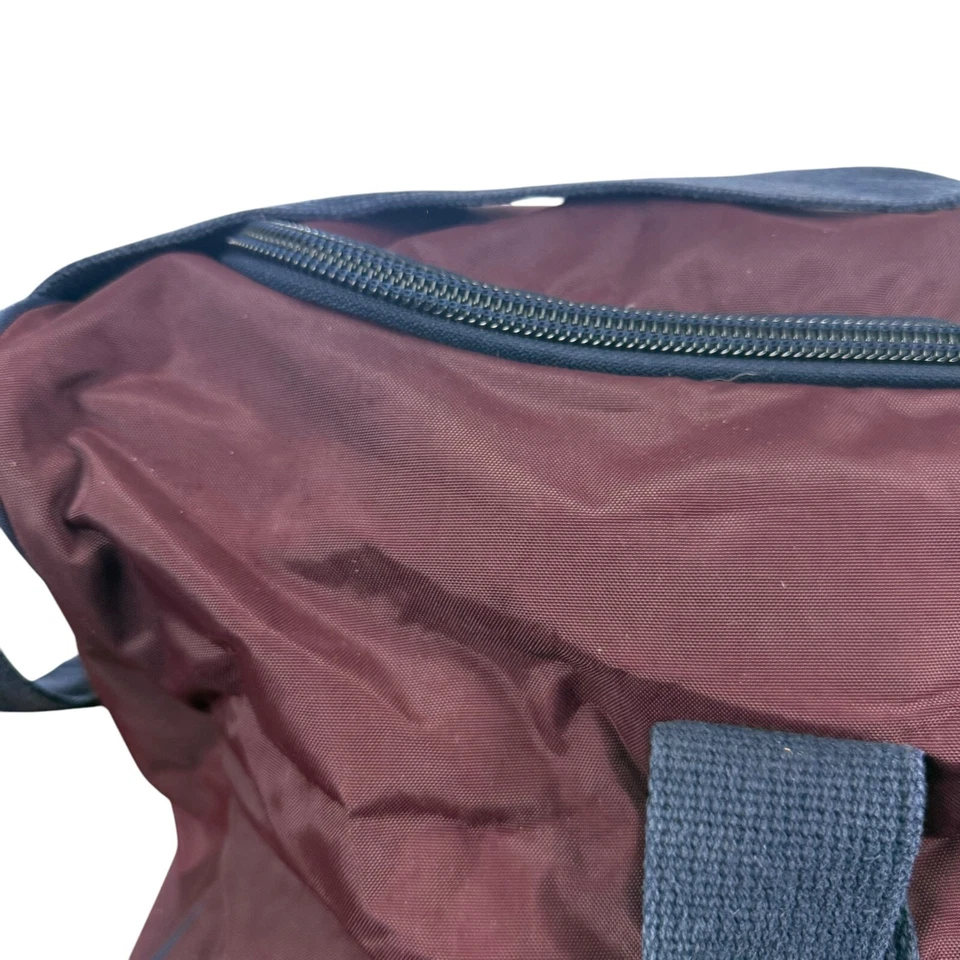 Lands End Lighthouse Vintage USA Made Duffle Weekend Bag Plum Blue Gym Travel - Image 3 of 4