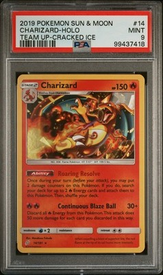 PSA 9 Charizard Cracked Ice Holo 14/181 Team Up Sun & Moon 2019
