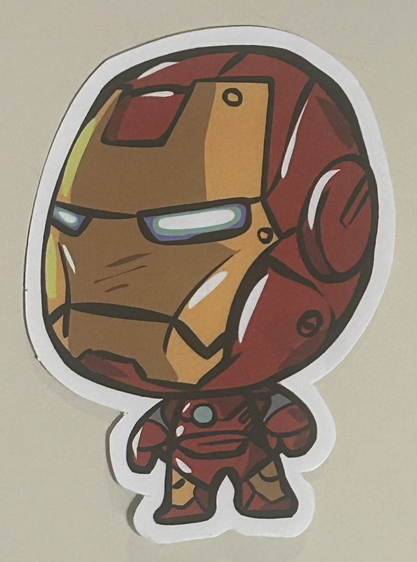 Sticker Iron Man Marvel Cartoon 3”x2in”