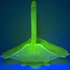 LARGE 10” Fenton Cactus Uranium Glass Basket Topaz Opalescent Vaseline Glow