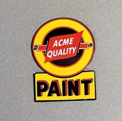VINTAGE ACME QUALITY PAINT PORCELAIN SIGN CAR GAS TRUCK OIL MOTORCYCLE