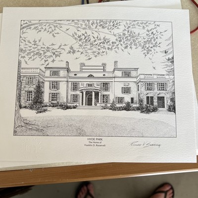 LITHOGRAPHS ''PRESIDENTIAL HOMES'', RICHARD SEBRING Home Of Franklin D Roosevelt