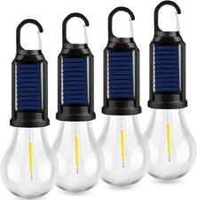 4 Pack Solar Camping Lantern LED w USB Recharge Emergency Light for Home Outdoor