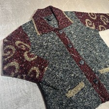 Nomadic Traders Textured Knit Cardigan Sweater Womens XL Grandpa 90s