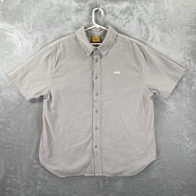 Dime MTL Shirt Mens Medium Corduroy Button Up Short Sleeve Gray Skate Streetwear