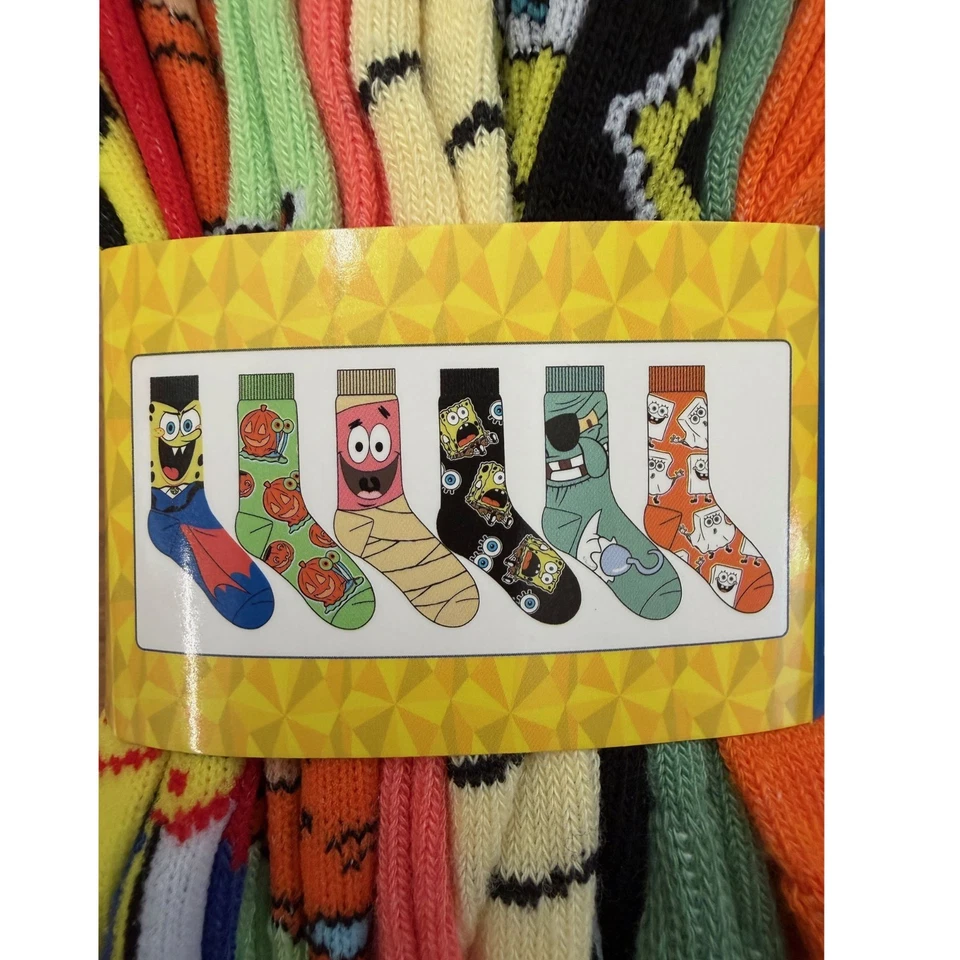 Bob Esponja Unisex 6 Pack de Calcetines Crew en Surtidos Colores y Diseños 6-12 NUEVO Foto 2 de 4