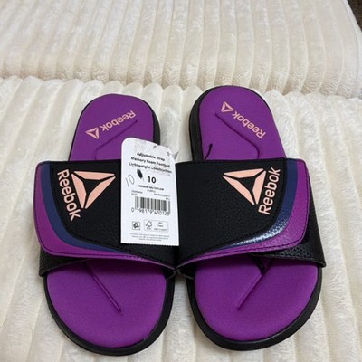 Reebok Delta Flow Slide Sandals woman s Size 10 Purple Black Adjustable