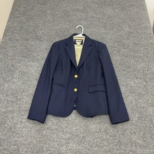 J Crew Blazer Womens 2 Navy Wool Blend Schoolboy Gold Buttons Preppy Classic