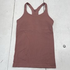 Attraco Pink Ribbed Built In Bra Racerback Active Tank Top Women's Size Small