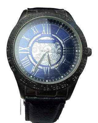 Structure Mens Watch Blue Dial Black Band Classic Style 33208 New Battery