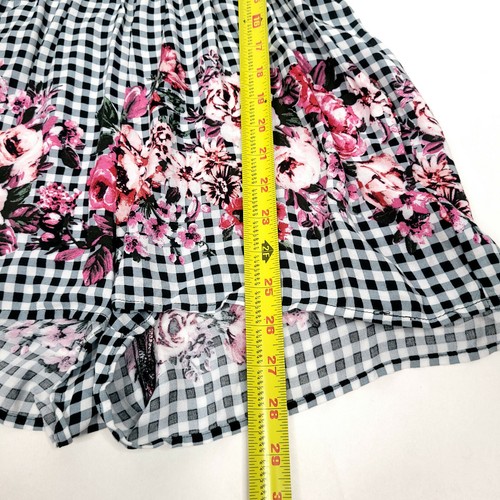 Bebop Womens Romper Medium White Black Check Floral Cold Shoulder Elastic Waist - Picture 8 of 12